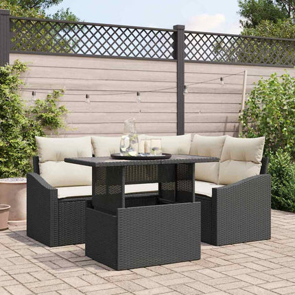 Havesofa Sæt 5 stk. Sort og Cream polyrattan