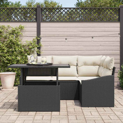 Havesofa Sæt 5 stk. Sort og Cream polyrattan