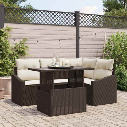 Havesofa Sæt 5 stk. Brun og Creme polyrattan