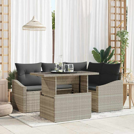 Havesofa Sæt 5 stk. Lysegrå polyrattan