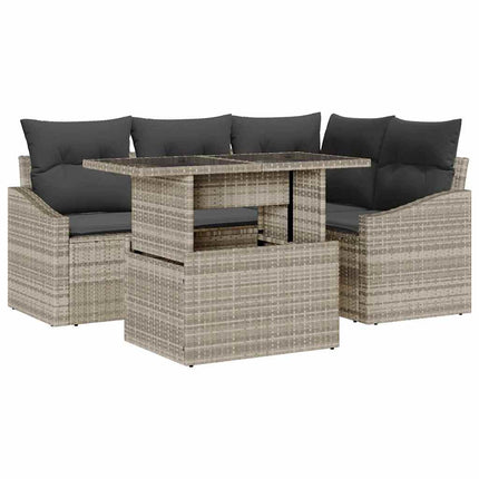 Havesofa Sæt 5 stk. Lysegrå polyrattan