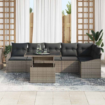 Havesofa Sæt 7 stk. Grå polyrattan