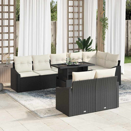 Havesofa Sæt 9 stk. Sort og Cream polyrattan