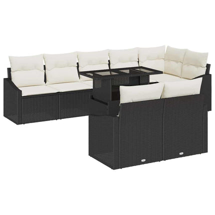 Havesofa Sæt 9 stk. Sort og Cream polyrattan