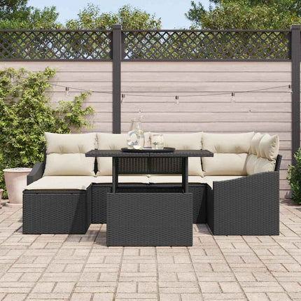 Havesofa Sæt 7 stk. Sort og Cream polyrattan