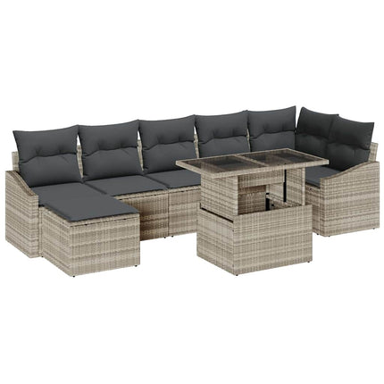Havesofa Sæt 8 stk. Lysegrå polyrattan