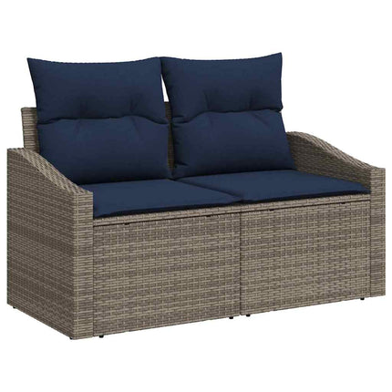 Sofa Sæt med pude 10 pcs Sort og Blå polyrattan