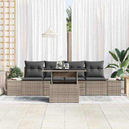 Sofa Sæt med pude 5 pcs Grå polyrattan