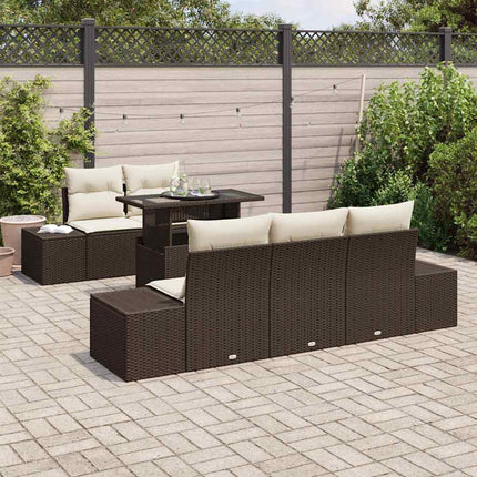 Sofa Sæt 6 stk. Brun og Creme polyrattan