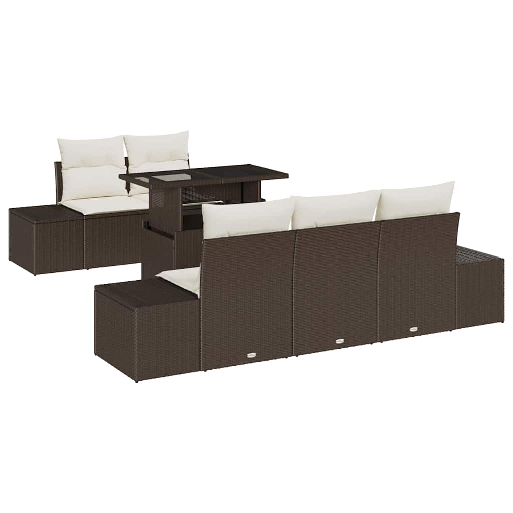 Sofa Sæt med pude 6 pcs Brun og Creme polyrattan