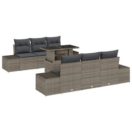 Sofa Sæt med pude 7 pcs Grå polyrattan