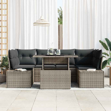 Sofa Sæt med pude 7 pcs Grå polyrattan