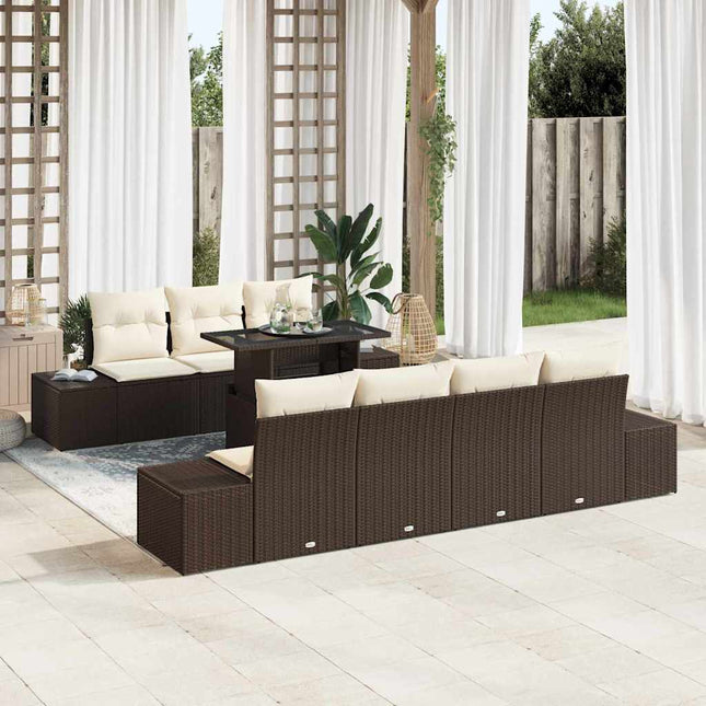 Sofa Sæt 8 stk. Brun og Creme polyrattan