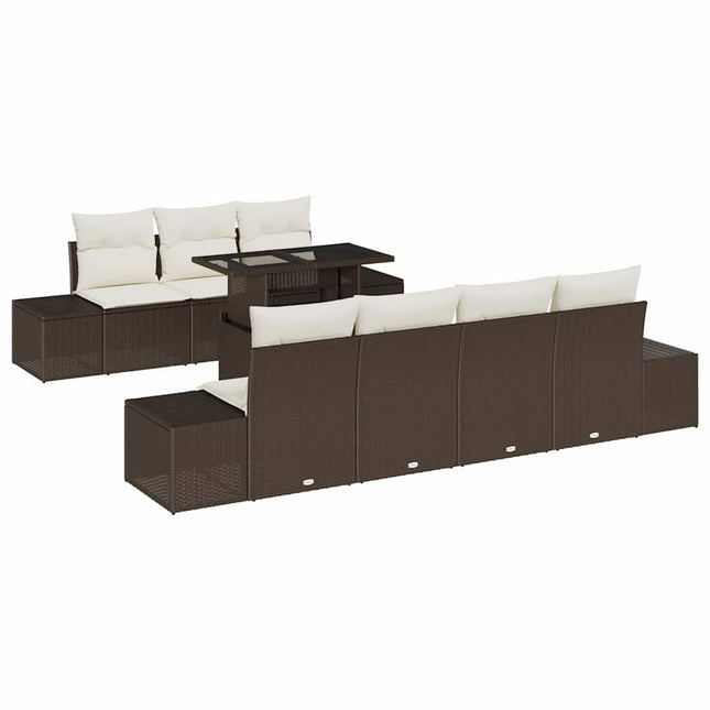 Sofa Sæt 8 stk. Brun og Creme polyrattan
