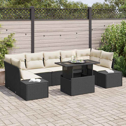 Sofa Sæt 8 stk. Sort og Cream polyrattan