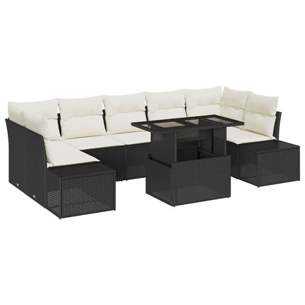 Sofa Sæt 8 stk. Sort og Cream polyrattan