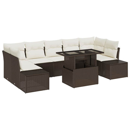 Sofa Sæt 8 stk. Brun og Creme polyrattan