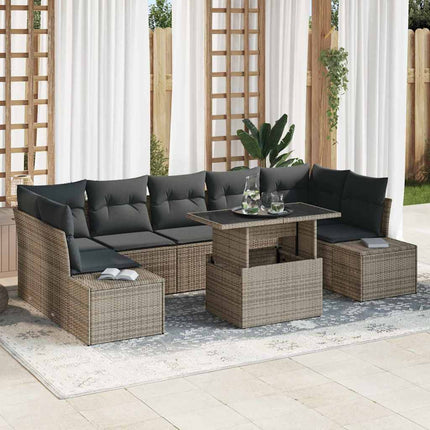 Sofa Sæt med pude 8 pcs Grå polyrattan