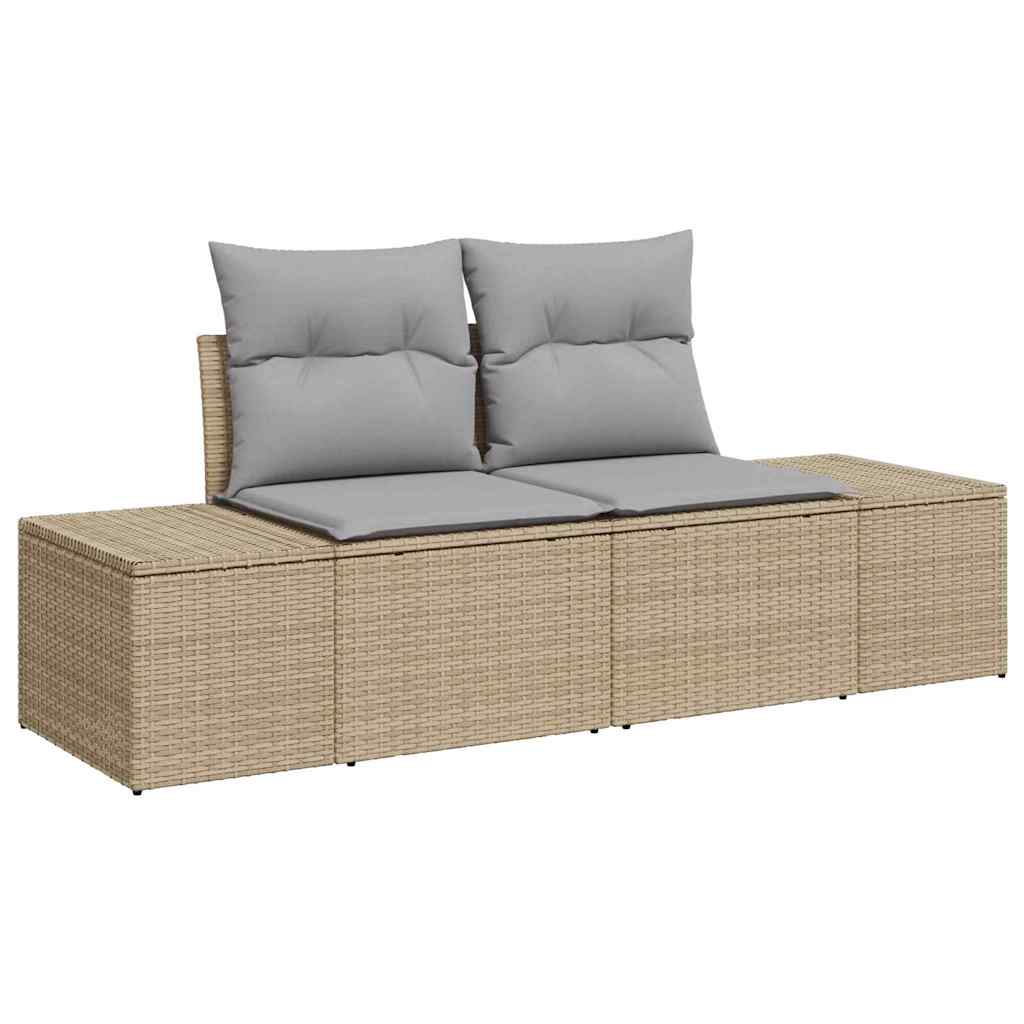 Sofa Sæt med pude 8 pcs Beige og lys grå polyrattan