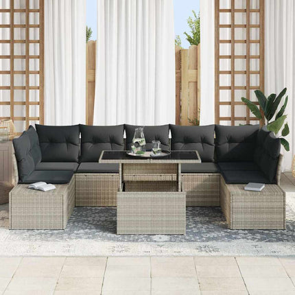 Sofa Sæt med pude 8 pcs Lysegrå polyrattan