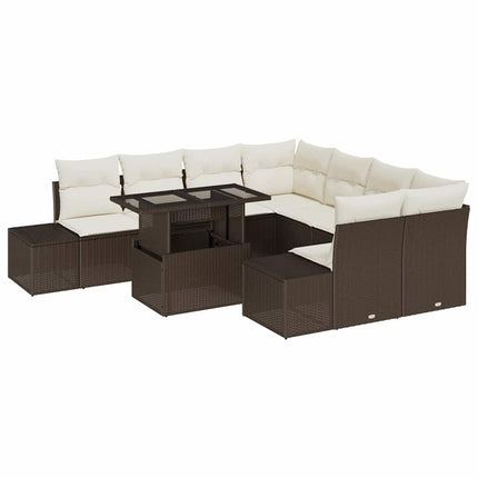 Havesofa Sæt 9 stk. Brun og Creme polyrattan