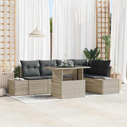 Havesofa Sæt 6 stk. Lysegrå polyrattan