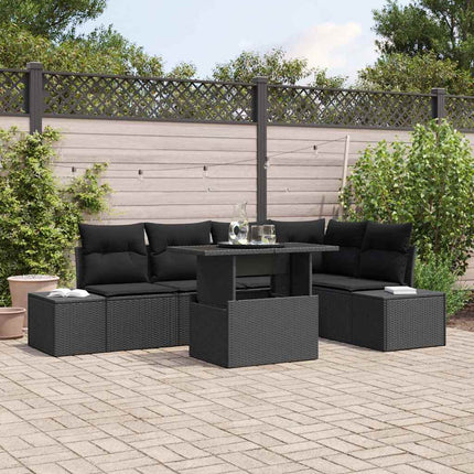 Havesofa Sæt 6 stk. Sort polyrattan