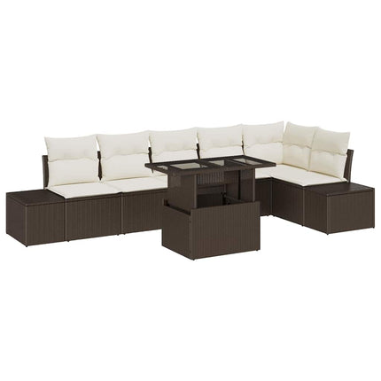 Havesofa Sæt 7 stk. Brun og Creme polyrattan