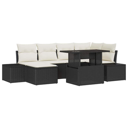 Havesofa Sæt 7 stk. Sort og Cream polyrattan