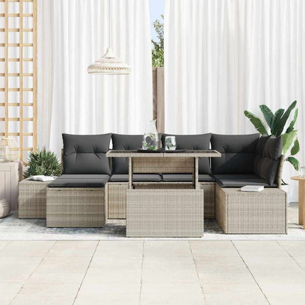Havesofa Sæt 7 stk. Lysegrå polyrattan