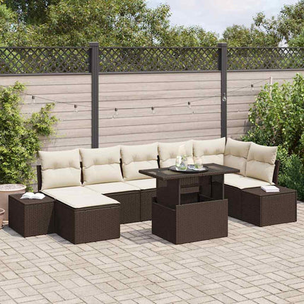 Havesofa Sæt 8 stk. Brun og Creme polyrattan