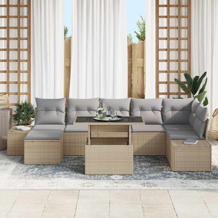 Havesofa Sæt med pude 8 pcs beige og lysegrå