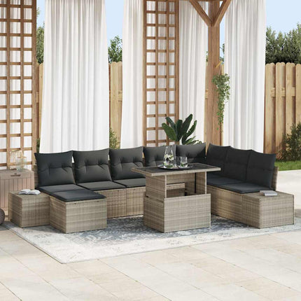 Havesofa Sæt 9 stk. Lysegrå polyrattan