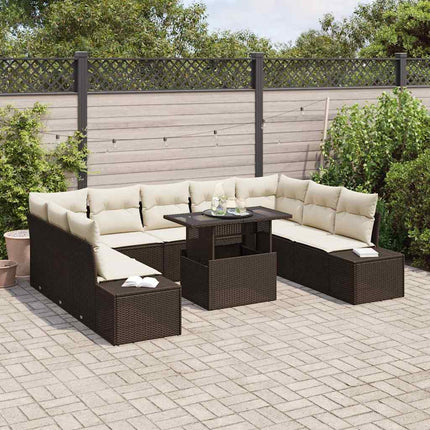 Havesofa Sæt 10 stk. Brun og Creme polyrattan