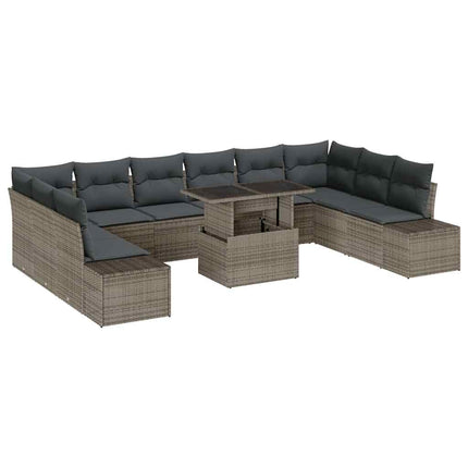 Havesofa Sæt 11 stk. Grå polyrattan