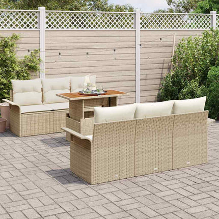 Havesofa Sæt med pude 7 pcs beige og cremefarvet