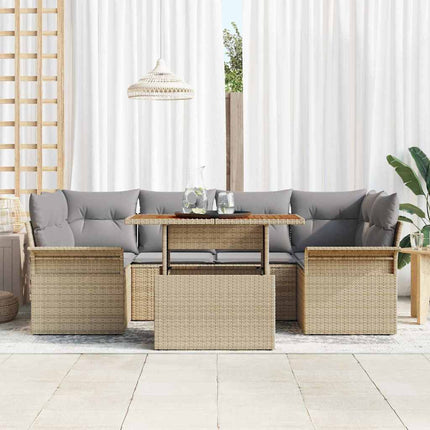 Havesofa Sæt 7 stk. beige og lysegrå