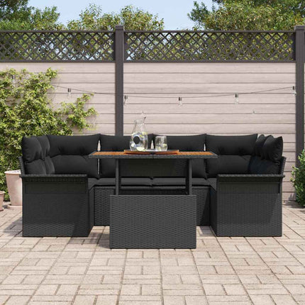 Havesofa Sæt med pude 7 pcs Sort