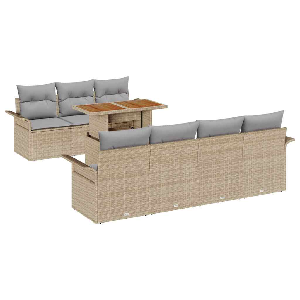 Havesofa Sæt med pude 8 pcs beige og lysegrå