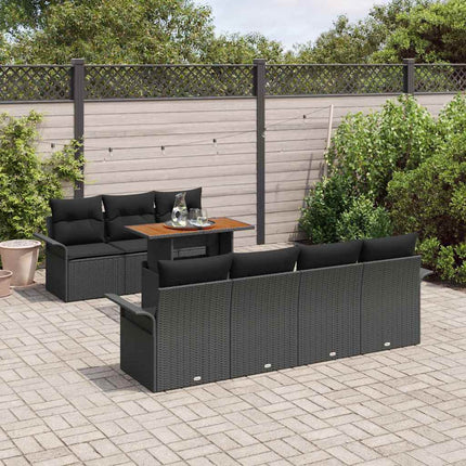 Havesofa Sæt med pude 8 pcs Sort