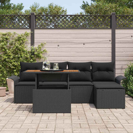 Havesofa Sæt med pude 6 pcs Sort