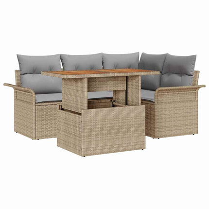Havesofa Sæt med pude 5 pcs beige og lysegrå