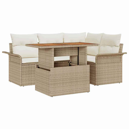 Havesofa Sæt med pude 5 pcs beige og cremefarvet