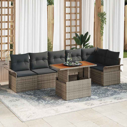 Havesofa Sæt 7 stk. Grå polyrattan
