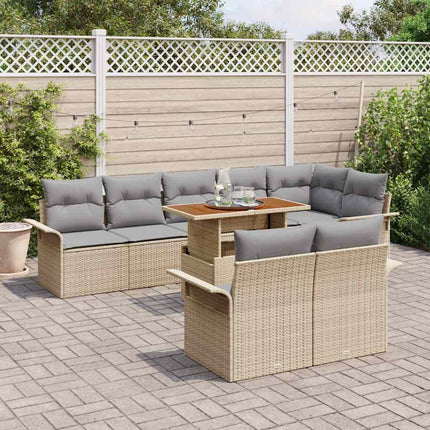 Havesofa Sæt 9 stk. Beige og lys grå polyrattan