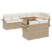 Havesofa Sæt med pude 9 pcs Beige og creme polyrattan