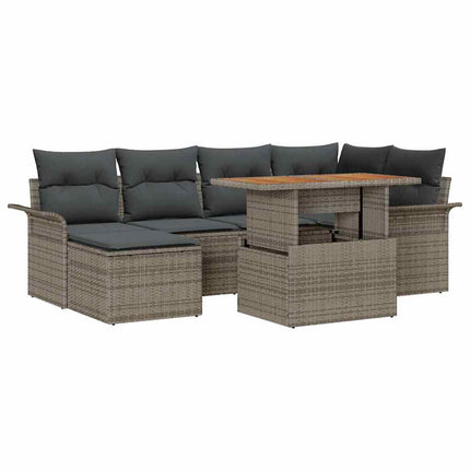 Havesofa Sæt med pude 7 pcs Grå polyrattan