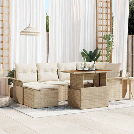 Havesofa Sæt 7 stk. Beige og creme polyrattan