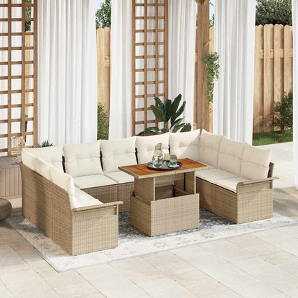 Havesofa Sæt med pude 10 pcs beige og cremefarvet