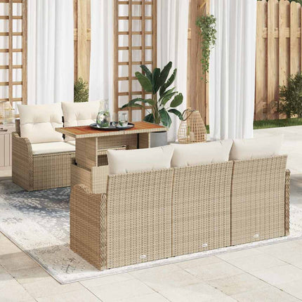 Havesofa Sæt 6 stk. Beige og creme polyrattan